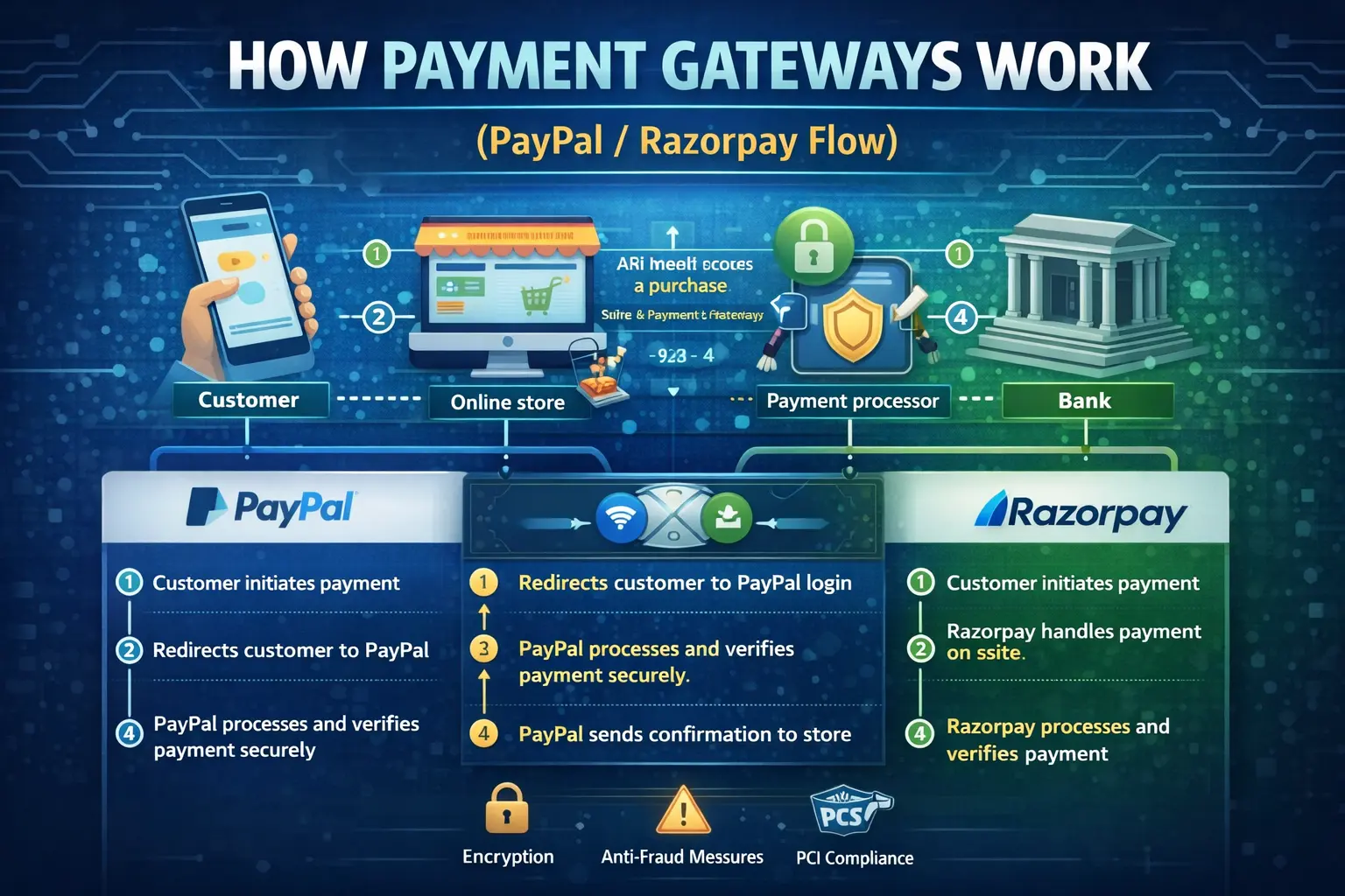 How Payment Gateways Work (PayPal / Razorpay Flow)