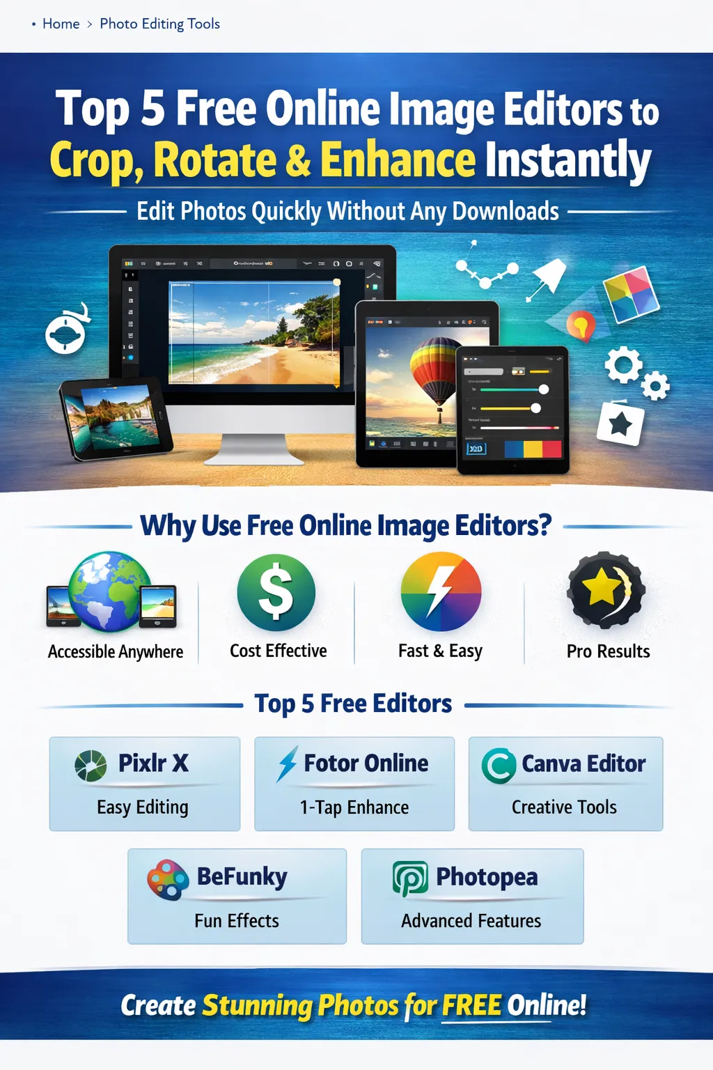 Top 5 Free Online Image Editors to Crop, Rotate & Enhance Photos Instantly