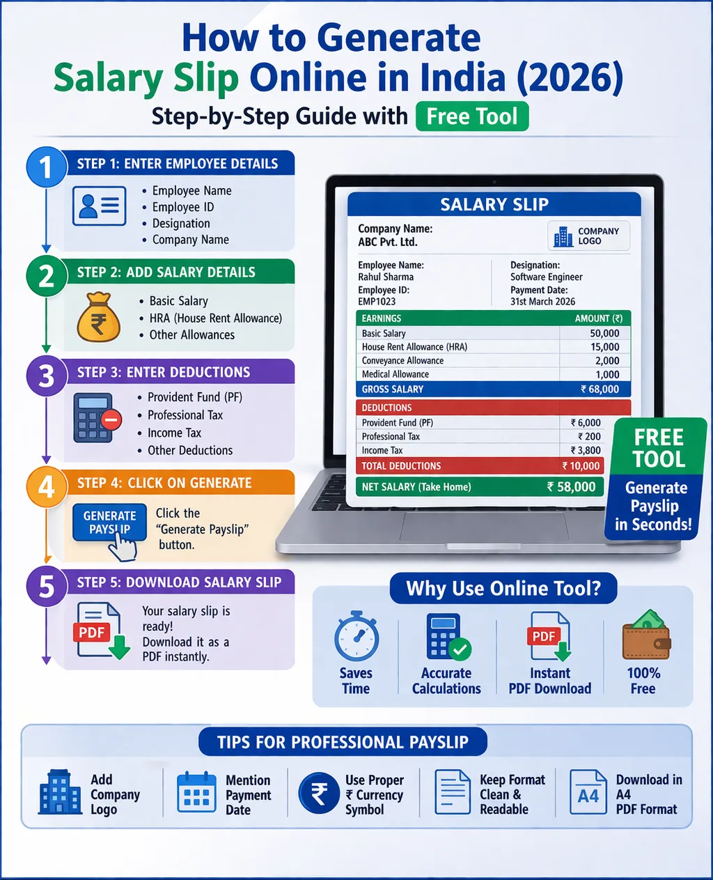 How to Generate Salary Slip Online in India (Step-by-Step Guide with Free Tool)