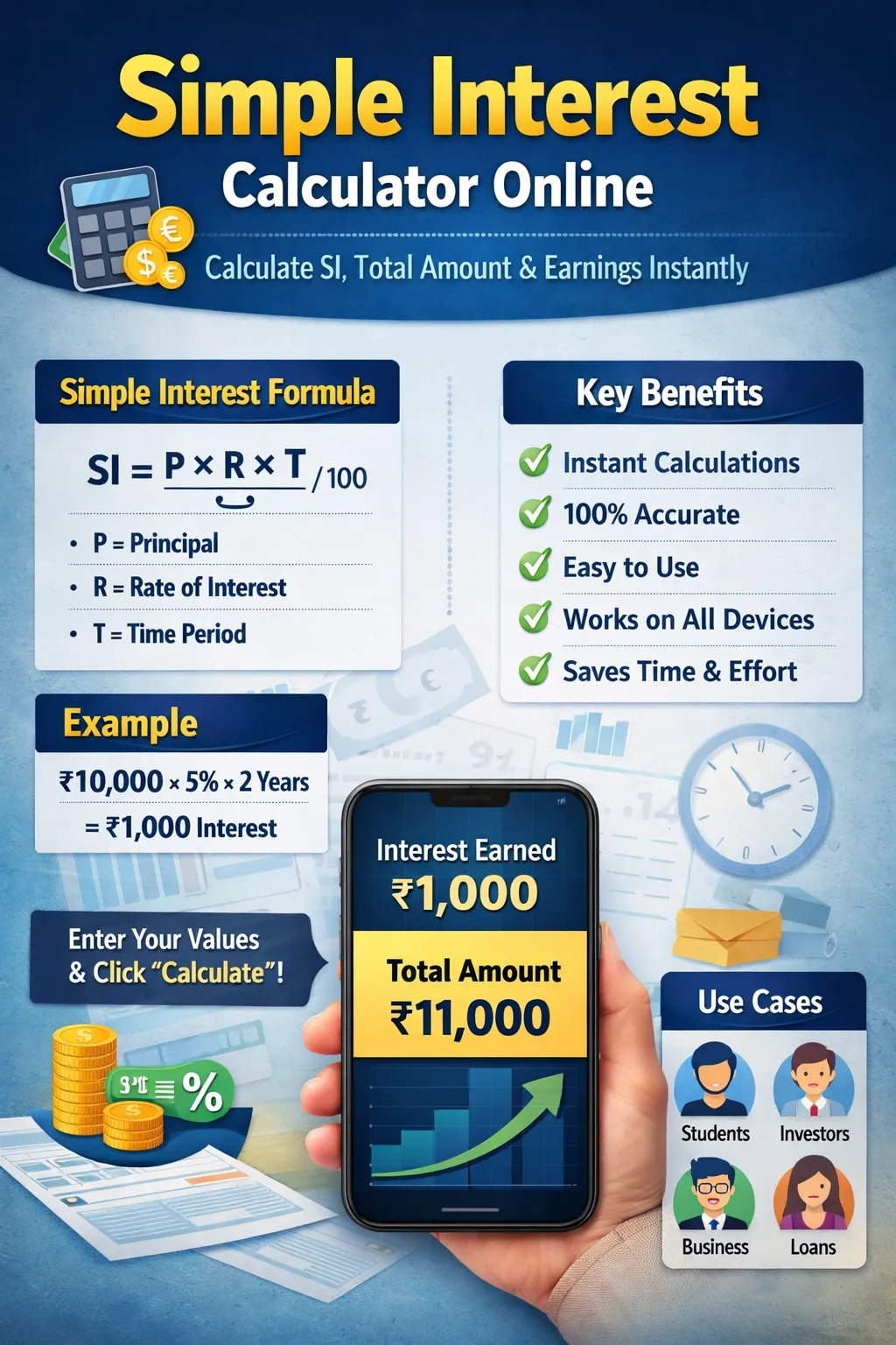 Simple Interest Calculator Online: Calculate SI, Total Amount & Earnings Instantly