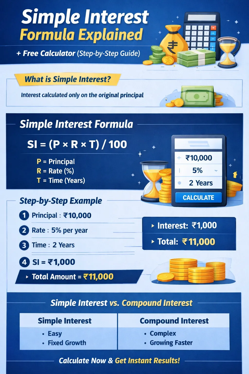 Simple Interest Formula Explained + Free Calculator (Step-by-Step Guide)