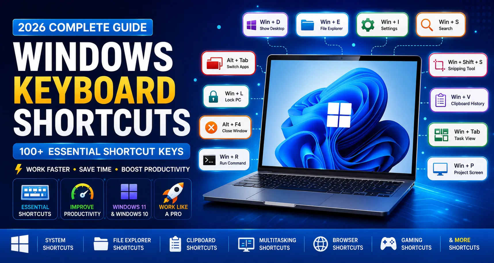 Windows Keyboard Shortcuts (2026): 100+ Essential Shortcut Keys Every Windows User Should Know