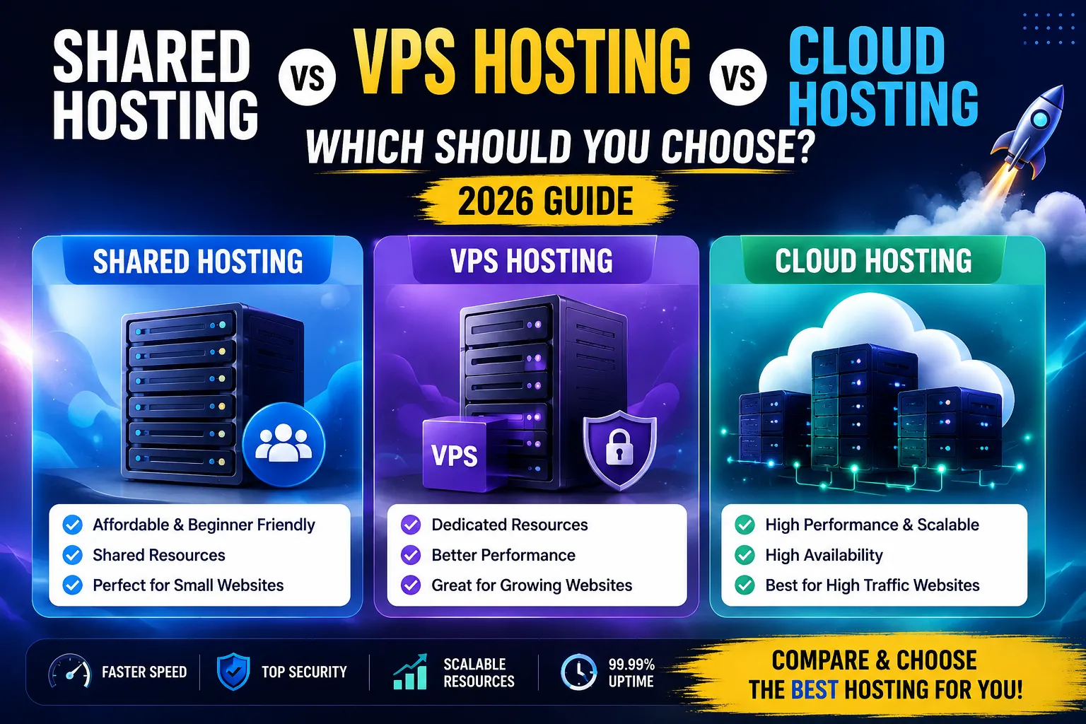 Shared Hosting vs VPS vs Cloud Hosting: Which Should You Choose? (2026 Guide)