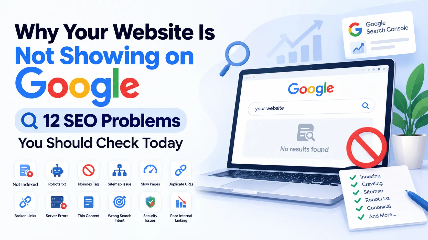 Why Your Website Is Not Showing on Google — 12 SEO Problems You Should Check Today